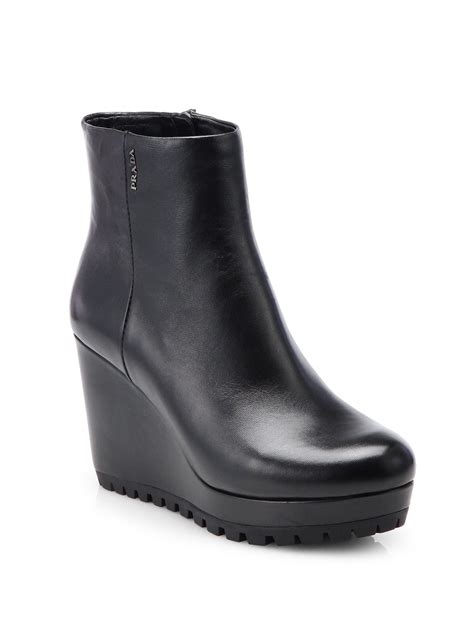 prada wedge ankle boot black|prada black ankle boots review.